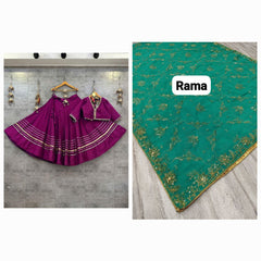 Roman silk lehenga choli with best finishing and original quality
