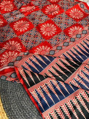 Ajrakh Digital Print saree