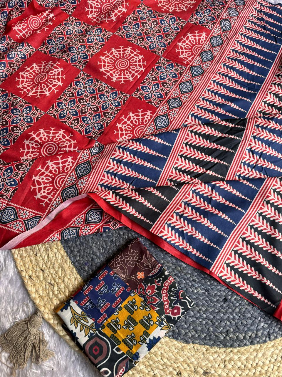 Ajrakh Digital Print saree